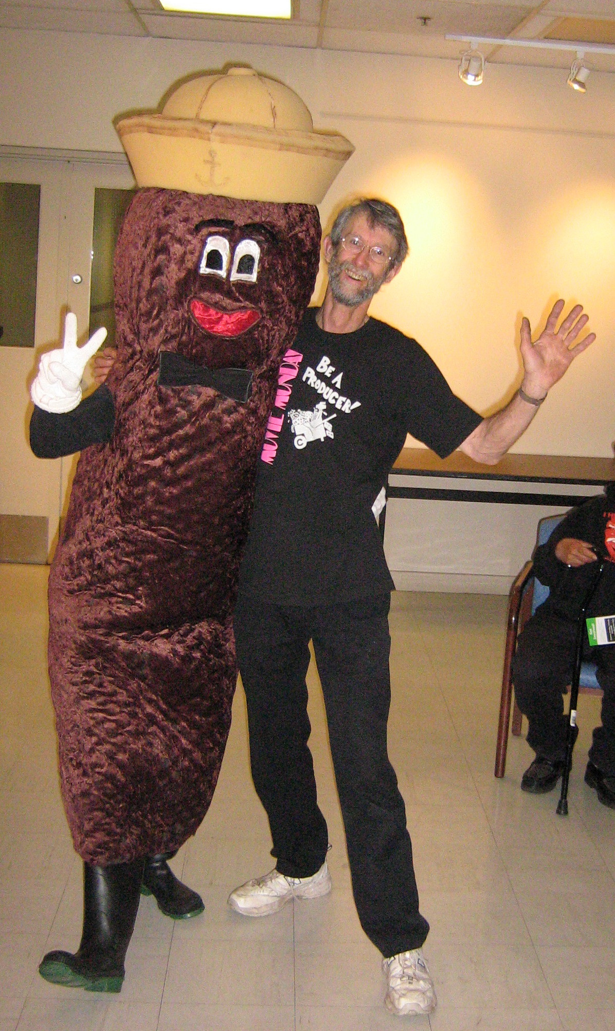 May 2007 For a film about water pollution we had Mr Floatie as a guest, a seven foot tall turd campaigning for sewage treatment for Victoria.