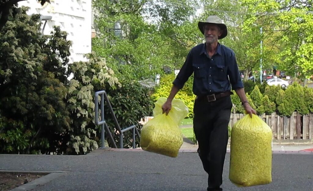 May 2014 Bruce setting up MM again, after a days gardening work.