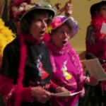June 2015 Raging Grannies doing their stuff at a film about them, “Granny Power”