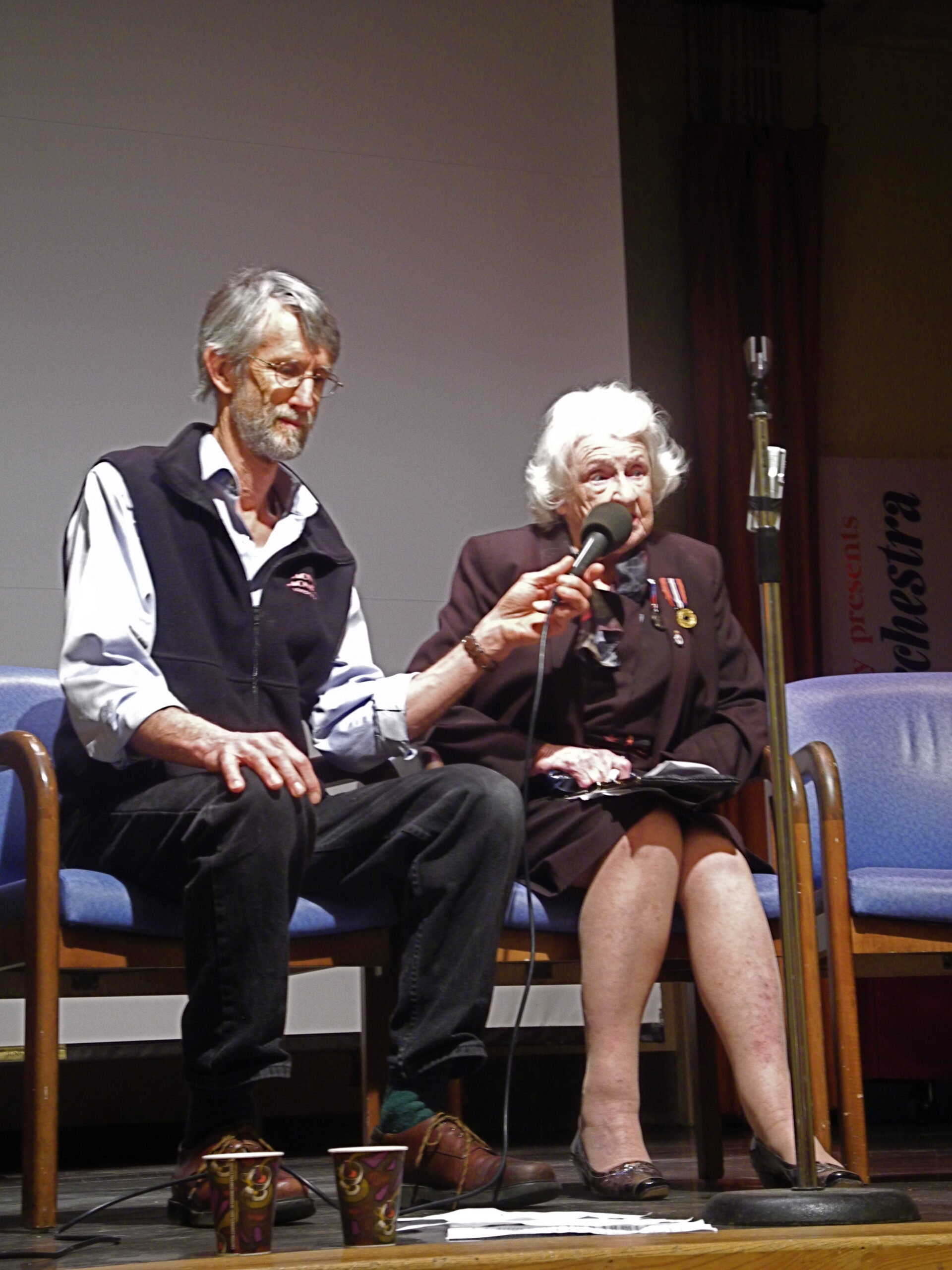 Nov 2015 Olive Bailey, one of the team that worked at Bletchley Park and with Alan Turing, was with us to watch the documentary "Codebreaker" and to entertain us about her WWII experiences as a codebreaker. [Audio of her presentation in the AUDIO section below]