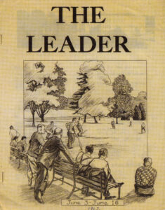 Une du magazine «The Leader», de juin 1969, avec un dessin représentant des gens jouant au baseball dans un parc