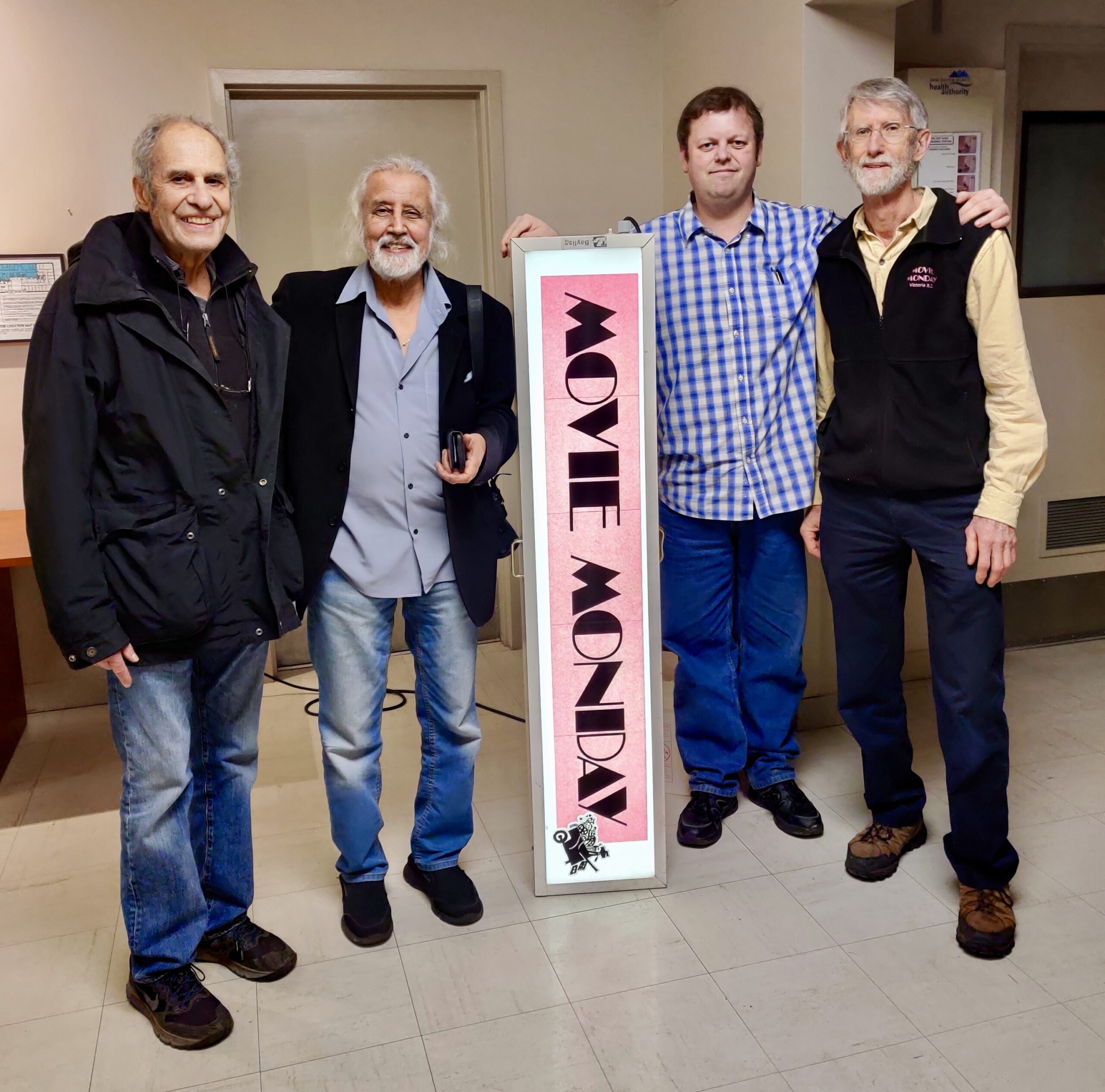 Jan 2020 Mort Ransen, Vic Sarin, MM crew Jason Whyte, and Bruce at cinematographer Sarin’s presentation of his film about cinematographers, “Keepers of the Magic”. Ransen (director) and Sarin worked together on the Canadian classic “Margaret’s Museum” (1995)