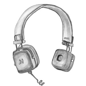 sketch of old fashioned headphones