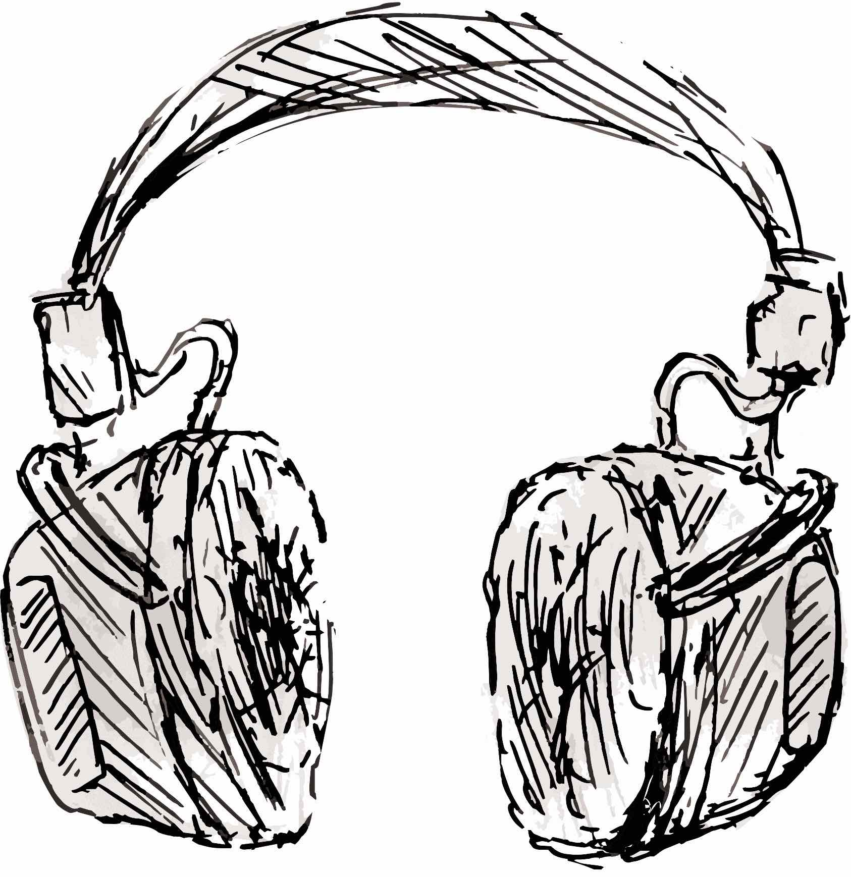 sketch of a pair of headphones